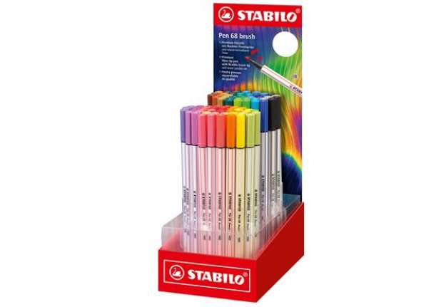 Immagine di Pennarello 68 Brush Arty - colori assortiti - Stabilo - expo 80 pezzi