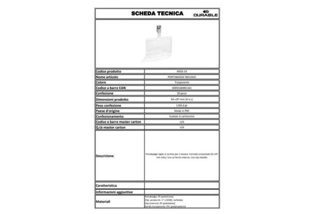Immagine di Portabadge trasparente Durable no logo - conf 50 pz - 8950-19