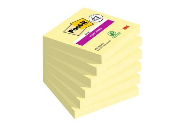 Immagine di Blocco foglietti Post-it Super Sticky - 76 x 76 mm - 90 fogli - giallo canary - Post-it - conf. 6 bl