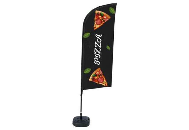 Immagine di Bandiera a vela PIZZA - con base riempibile - 89 x 240 cm - Studio T