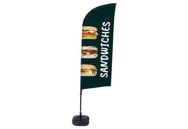Immagine di Bandiera a vela SANDWICH - con base riempibile - 89 x 240 cm - Studio T