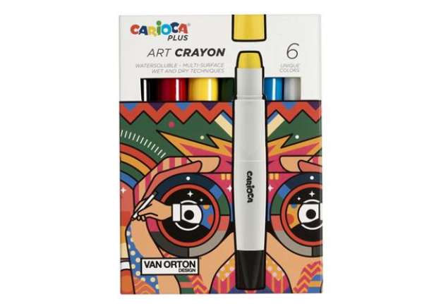 Immagine di Pastello a cera Art Crayon - Ø 10 mm x 138 mm - colori assortiti - Carioca Plus - conf. 6 pezzi