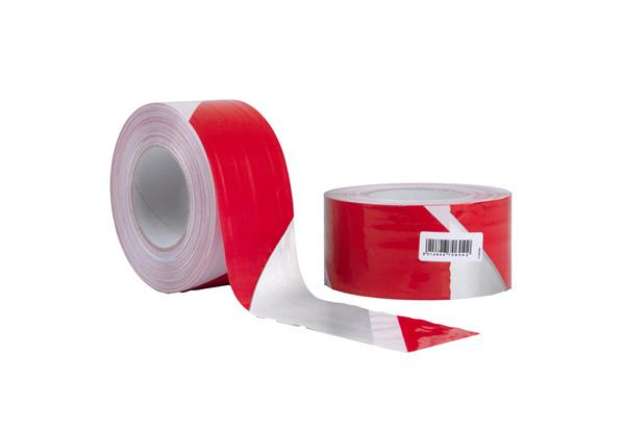 Immagine di Nastro segnaletico SIGNAL - 70 mm x 100 m - bianco/rosso riflettente - Geko