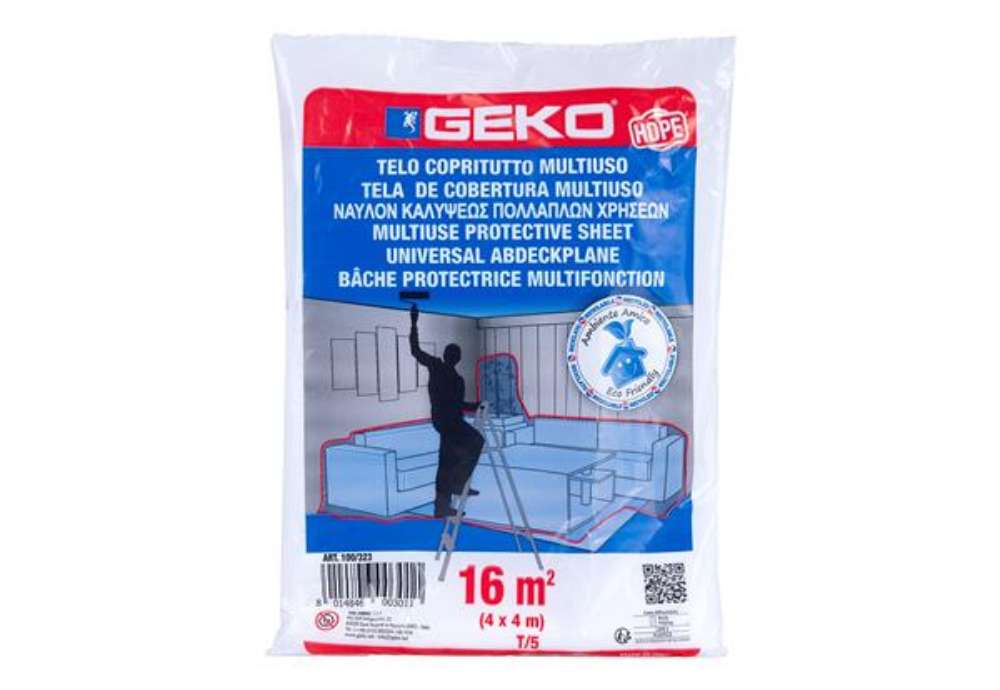 Immagine di Telo copritutto - 4 x 4 m - 16 mq - 80/90 gr - HDPE - trasparente - Geko