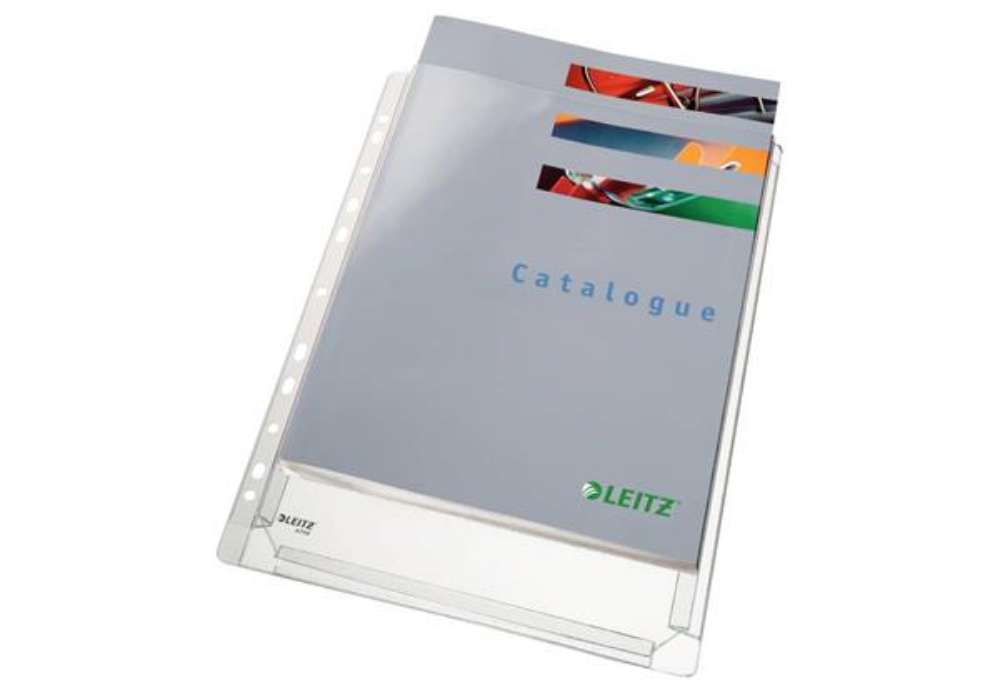 Immagine di Buste perforate a soffietto Leitz in PVC A4 trasparente confezione da 10 pezzi - 47561003