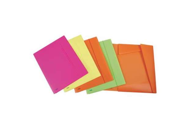 Immagine di Cartella tre lembi con elastico Favorit Neon formato 33,5x42 cm dorso 2 cm colori assortiti in conf.