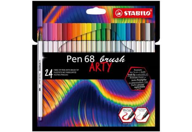 Immagine di Pennarello Stabilo Arty Line Pen 68 brush punta a pennello in conf. 24 colori assortiti - 568/24-21-