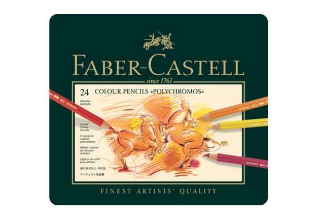 Immagine di Matite colorate permanenti Faber Castell Polychromos mina 3,8 mm box metallo - colori assortiti conf