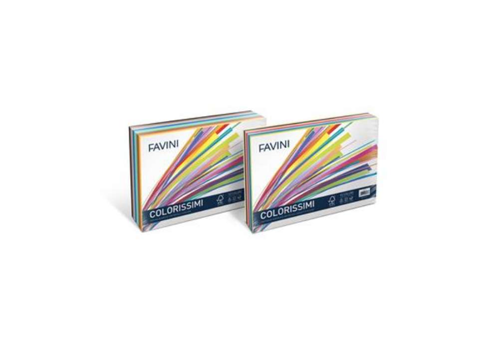 Immagine di Carta colorata Favini Bristol Colorissimi 25x35 cm 200 g/m2 risma da 240 ff 12 colori - A35X244