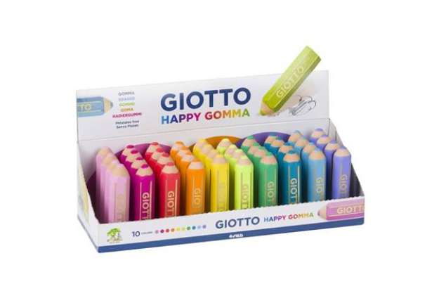 Immagine di Espositore 40 gomme Giotto Happy Gomma colori assortiti arcobaleno - F233800