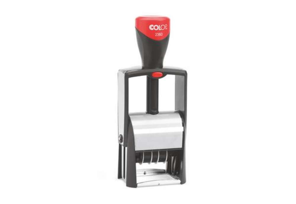Immagine di Timbro Colop autoinchiostrante datario con piastra personalizzabile 30x45 mm - 2360