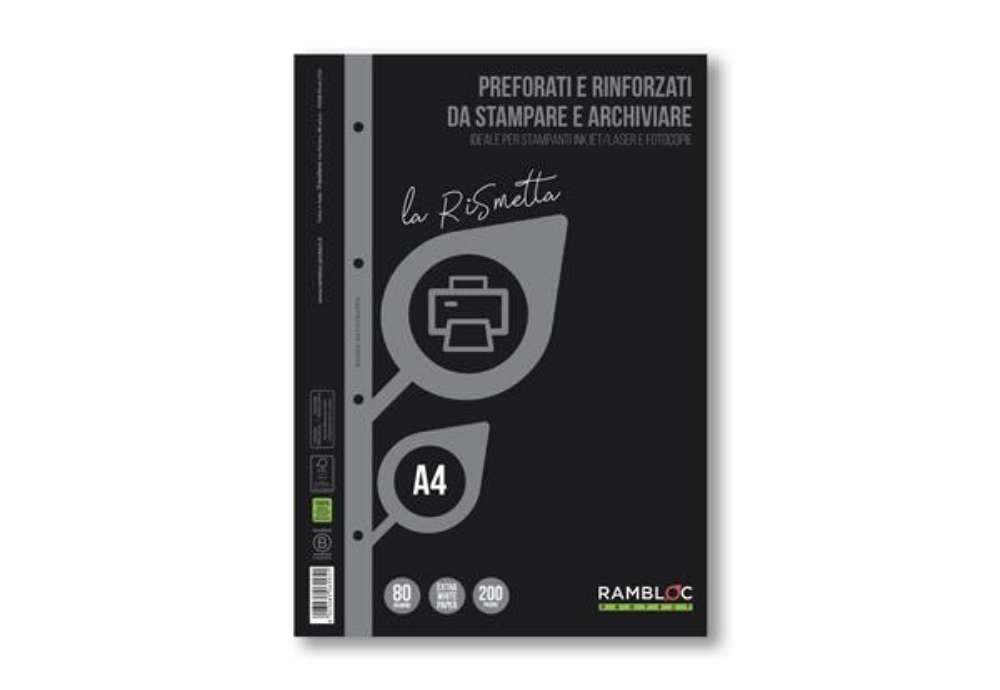 Immagine di Ricambi per quaderni ad anelli Rambloc LA RISMETTA - A4 - 80 g/m² - foglio bianco - 100 ff - 9050699