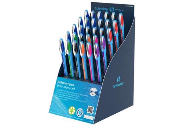 Immagine di Espositore 30 penne a sfera Schneider Slider Memo XB - 7 colori assortiti - P304042