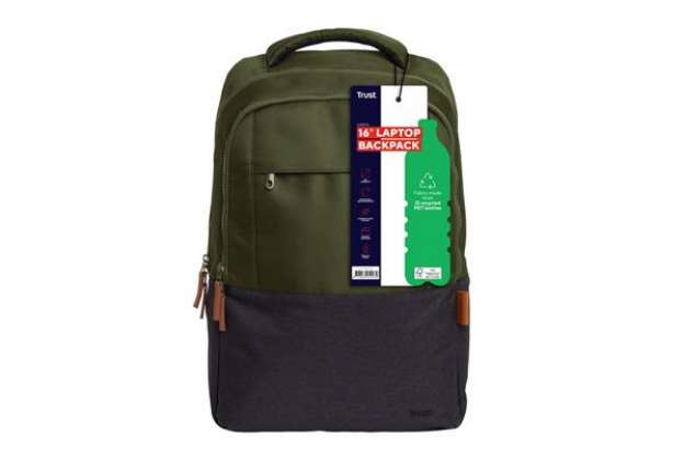 Immagine di Zaino per laptop Trust Lisboa capacità fino a 16'' eco-friendly - verde - 25243
