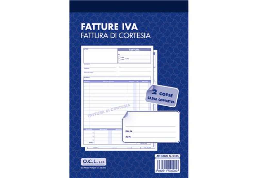 Immagine di Blocco fatture di cortesia O.C.L. 14,4x21,6 cm 50x2 copie - 0185