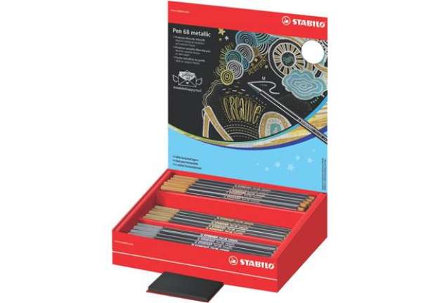Immagine di Espositore da banco 60 pennarelli Stabilo Pen 68 metallic - colori assortiti - 68/60-8-1
