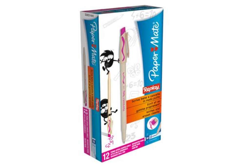 Immagine di Penna a sfera cancellabile Paper Mate Replay in conf. da 12 penne rosa S0851441