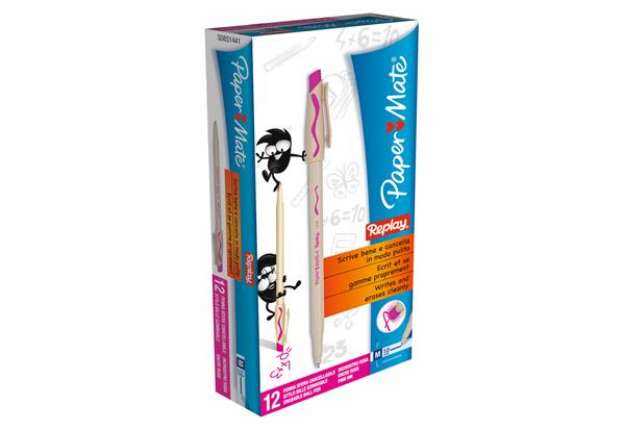 Immagine di Penna a sfera cancellabile Paper Mate Replay in conf. da 12 penne rosa S0851441