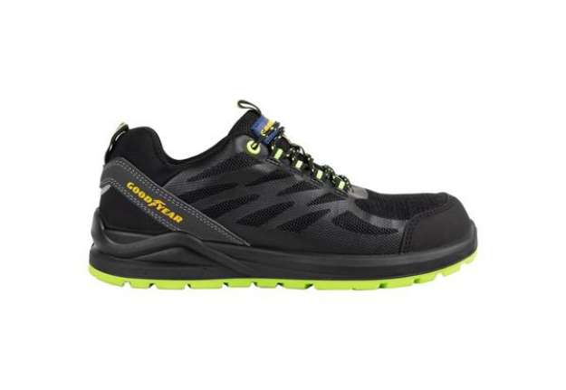 Immagine di Scarpe antinfortunistiche Goodyear in tomaia KPU e mesh GY BLACKBAT S1P nero-verde TG.41 - 729641