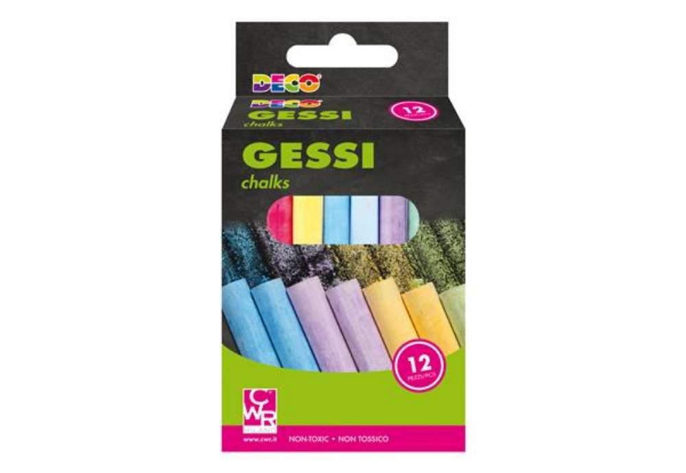 Immagine di Gessetti tondi - ø 10 x 81 mm - colori assortiti - Deco - Scatola 12 gessetti tondi