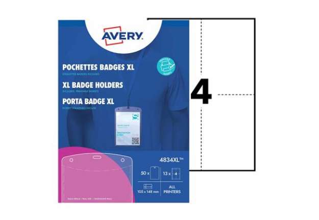 Immagine di Portabadge A6 - in plastica - laser/inkjet - 105 x 148 mm - Avery - Conf. 50 pezzi