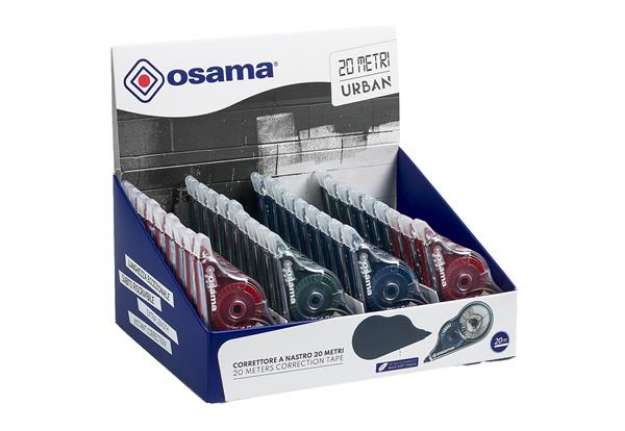 Immagine di Correttore a nastro 20 Metri - 5 mm x 20 m - involucro colori assortiti Urban - Osama - conf. 36 pez