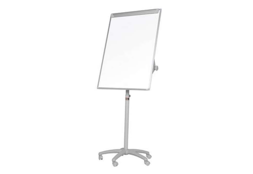 Immagine di Lavagna a fogli mobili con 5 ruote Q-Connect cancellabile acciaio laccato 70x100 cm grigio - KF04159