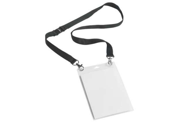 Immagine di Portanomi DURABLE con cordoncino 20 mm per eventi nero/trasparente inserti f.to A6  conf. 10 - 85250