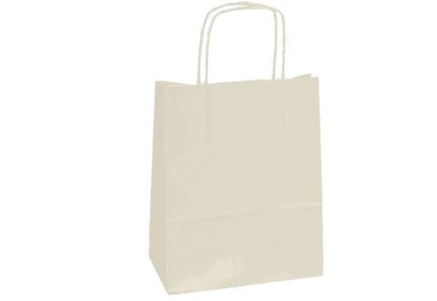 Immagine di Shopper Twisted - maniglie cordino - 22 x 10 x 29 cm - carta kraft - avorio - Mainetti Bags - conf.