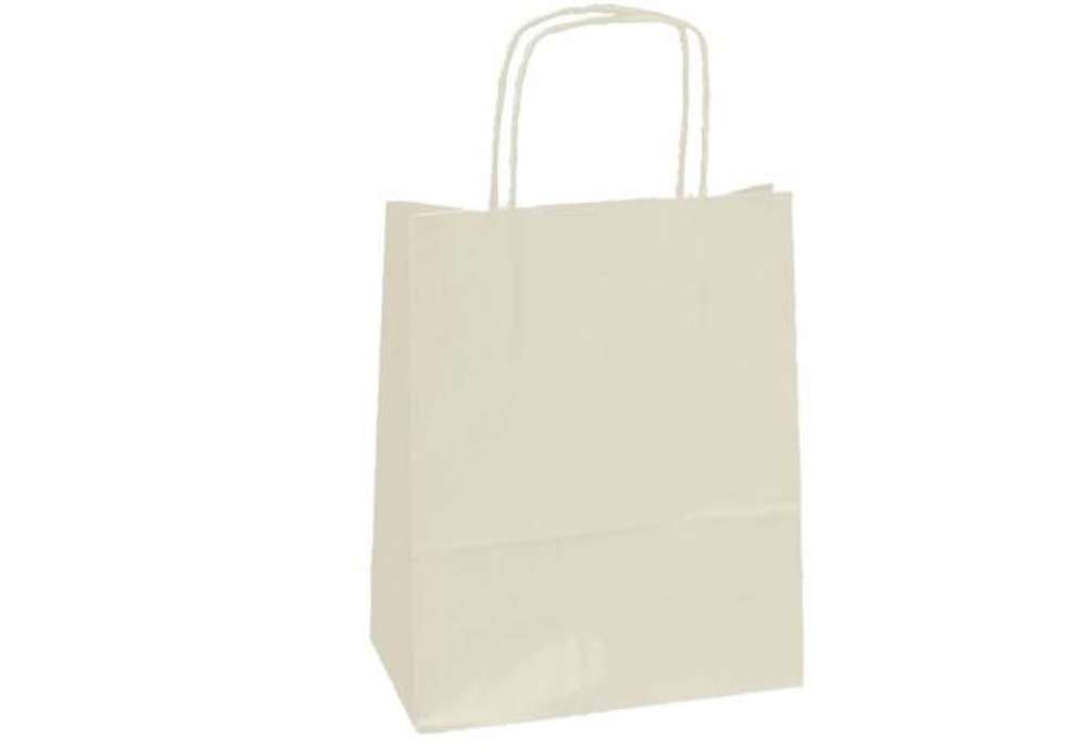 Immagine di Shopper Twisted - maniglie cordino - 26 x 11 x 35 cm - carta kraft - avorio - Mainetti Bags - conf.