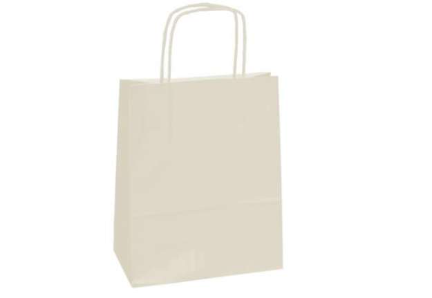 Immagine di Shopper Twisted - maniglie cordino - 14 x 9 x 20 cm - carta kraft - avorio - Mainetti Bags - conf. 2