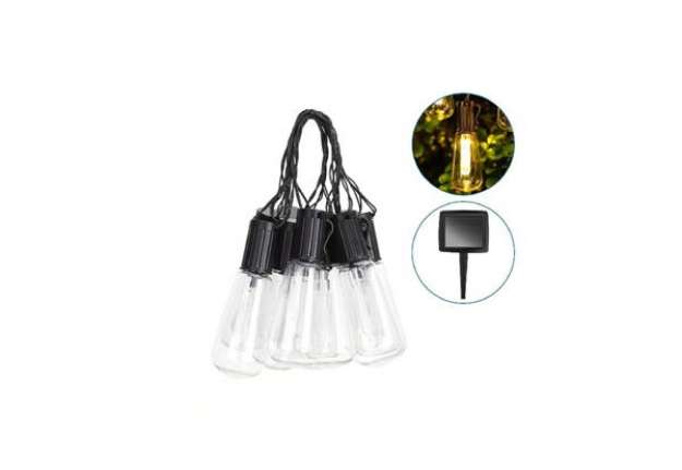 Immagine di Catena luminosa LED da esterno Aigostar con pannello solare 10 lampadine trasp. a tubo a luce calda