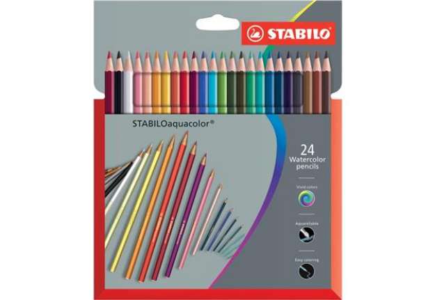 Immagine di Matite colorate acquarellabili Stabilo aquacolor® astuccio in cartone assortiti Conf. 24 pezzi - 162