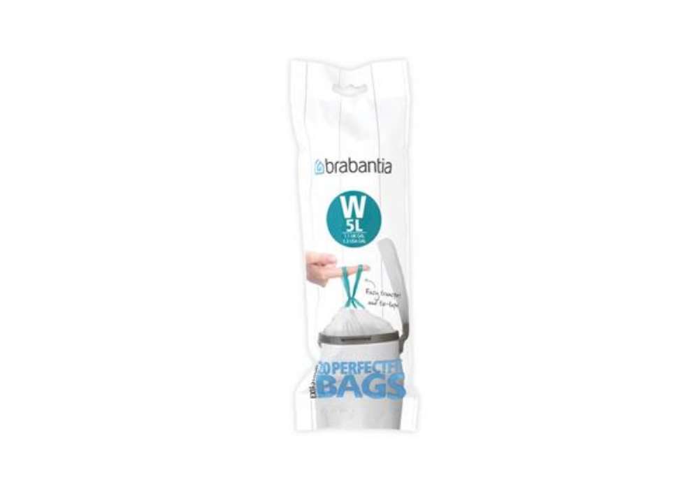 Immagine di Sacchi immondizia per rifiuti inorganici Brabantia PerfectFit W 5 L 29,5x34 cm - 25 µm bianco - roto