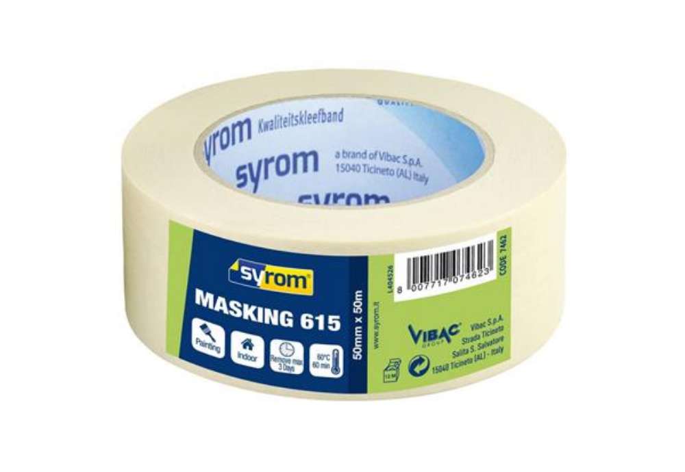 Immagine di Nastro adesivo in carta Masking 615 SYROM avorio formato 50 mm x 50 m 7462