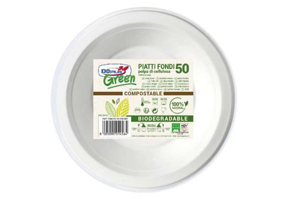 Immagine di Scodella in polpa di cellulosa Dopla Green PFAS Free 680 ml - bianco - conf. 50 pz - 07924