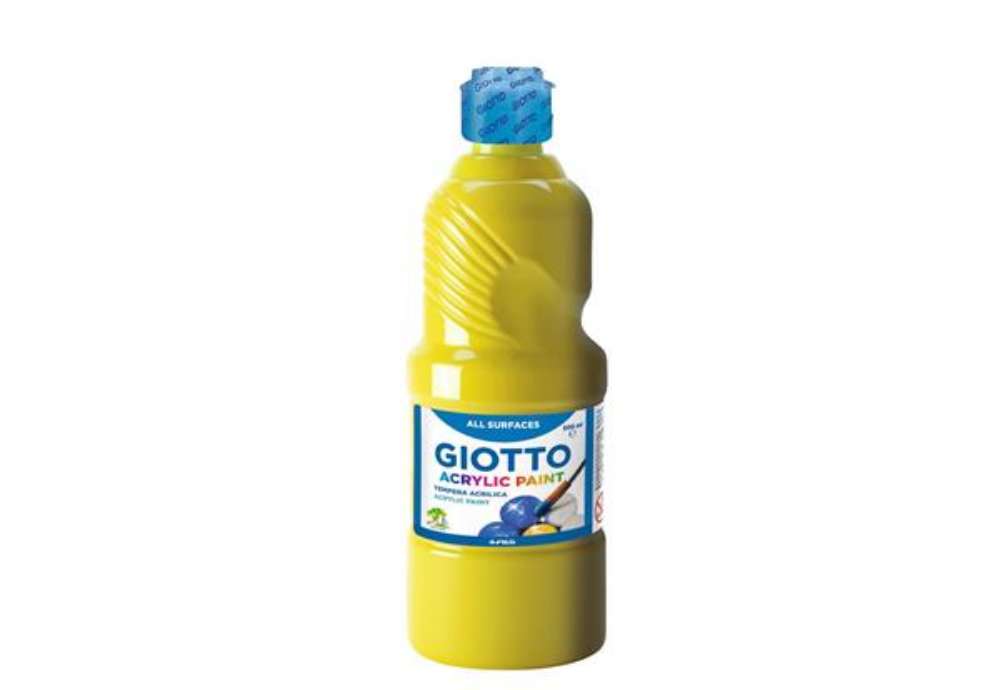 Immagine di Tempera a base acrilica GIOTTO Acrylic Paint flacone 500 ml giallo 53370200