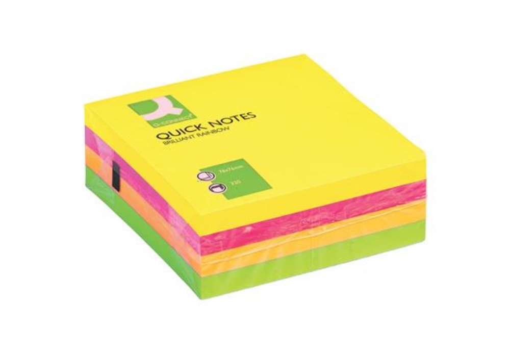 Immagine di Foglietti riposizionabili Q-Connect assortiti neon 76x76mm Blocco da 320 fogli - KF01348